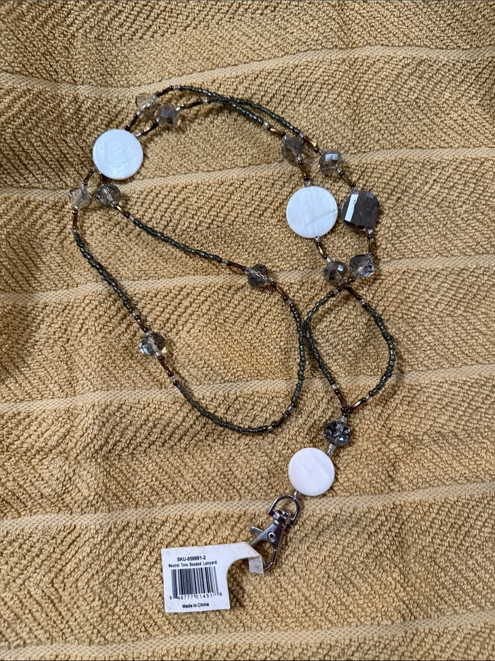 Beaded Multi-Strand Neutral Necklace lanyard